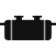 Two-handle pot silhouette on white background.
